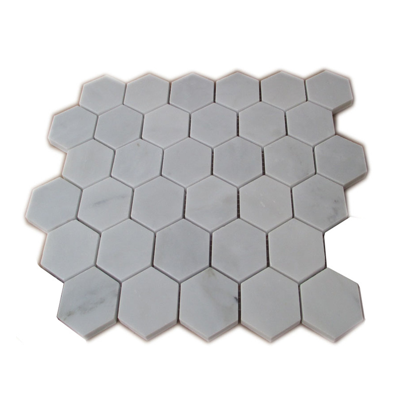 Bianco Carrara White 12x12 Small Hexagon Marble Mosaic Tiles Competitive Price