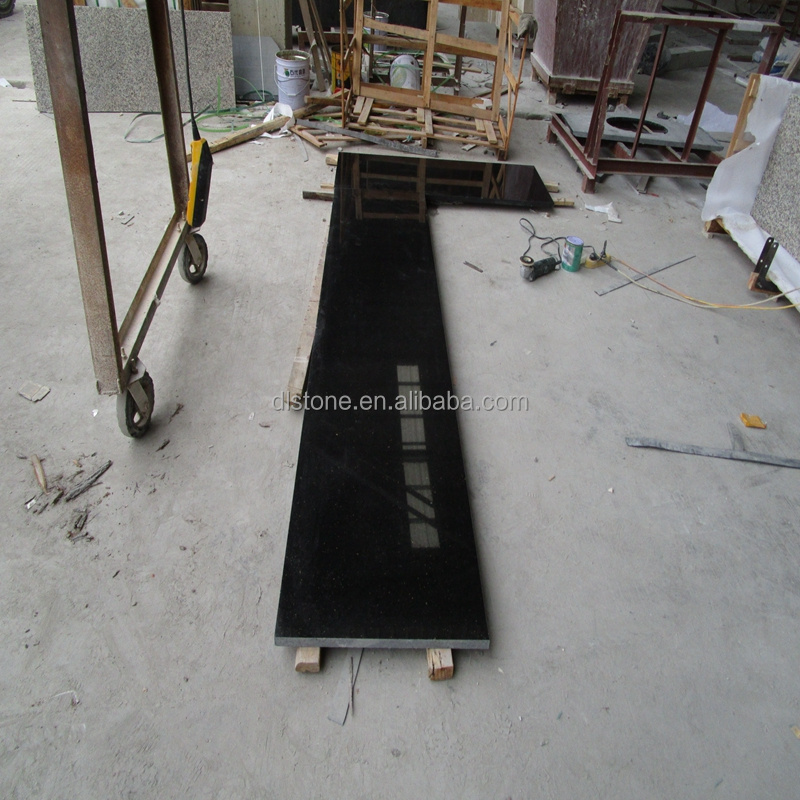 Black Galaxy Granite L Shaped Kitchen Bathroom Prefab Countertop