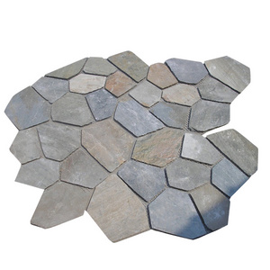 Cheap Rusty Slate Crazy Paving Stone Flagstone Patio Floor Tiles Paver Flooring With Mesh Backing