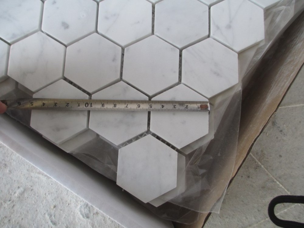 Bianco Carrara White 12x12 Small Hexagon Marble Mosaic Tiles Competitive Price