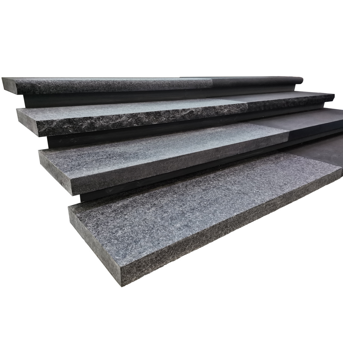 Large Size Exterior Flamed Absolute Black Granite Stairs Tread Steps Outdoor