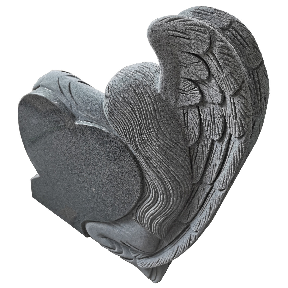 G603 White Granite Carving Angel Carrying Holding Heart Tombstone Headstones Monument