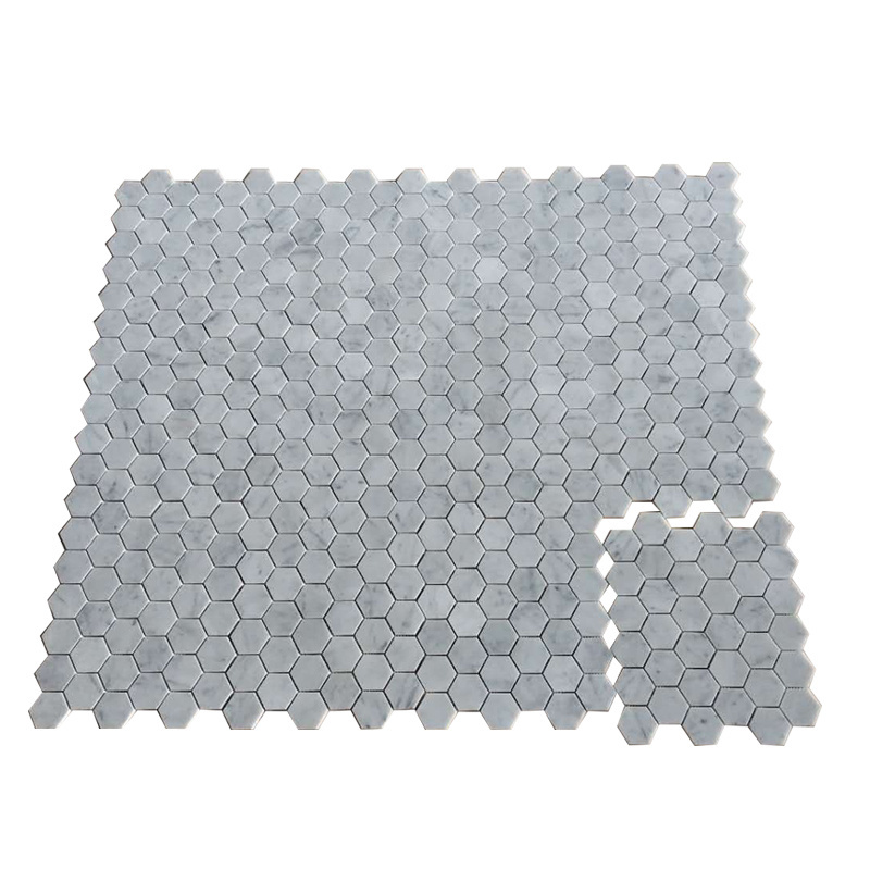 Bianco Carrara White 12x12 Small Hexagon Marble Mosaic Tiles Competitive Price