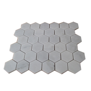 Hexagon Carrara White Marble Mosaic Tiles Stone Kitchen Backsplash For Hotel