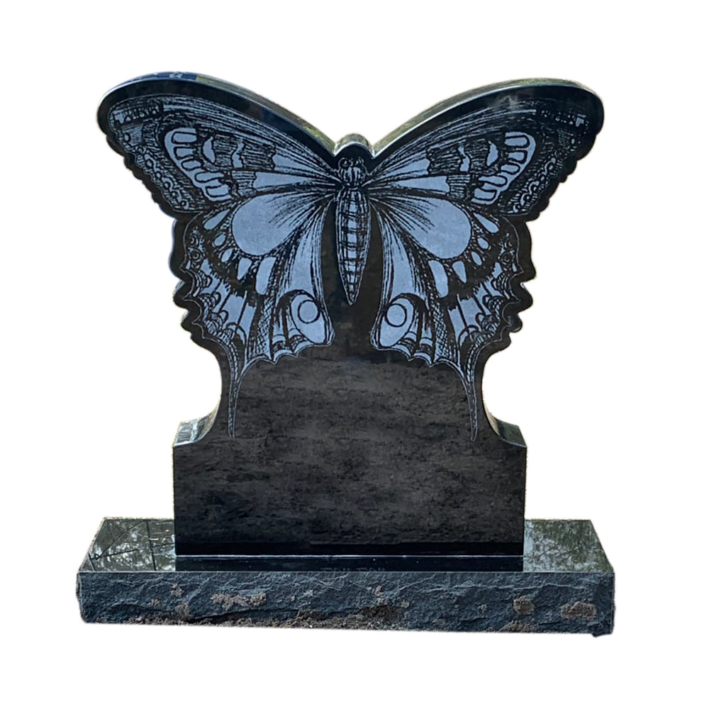 Hot Sale Various Cemetery China Black Granite Butterfly Headstones With Butterflies