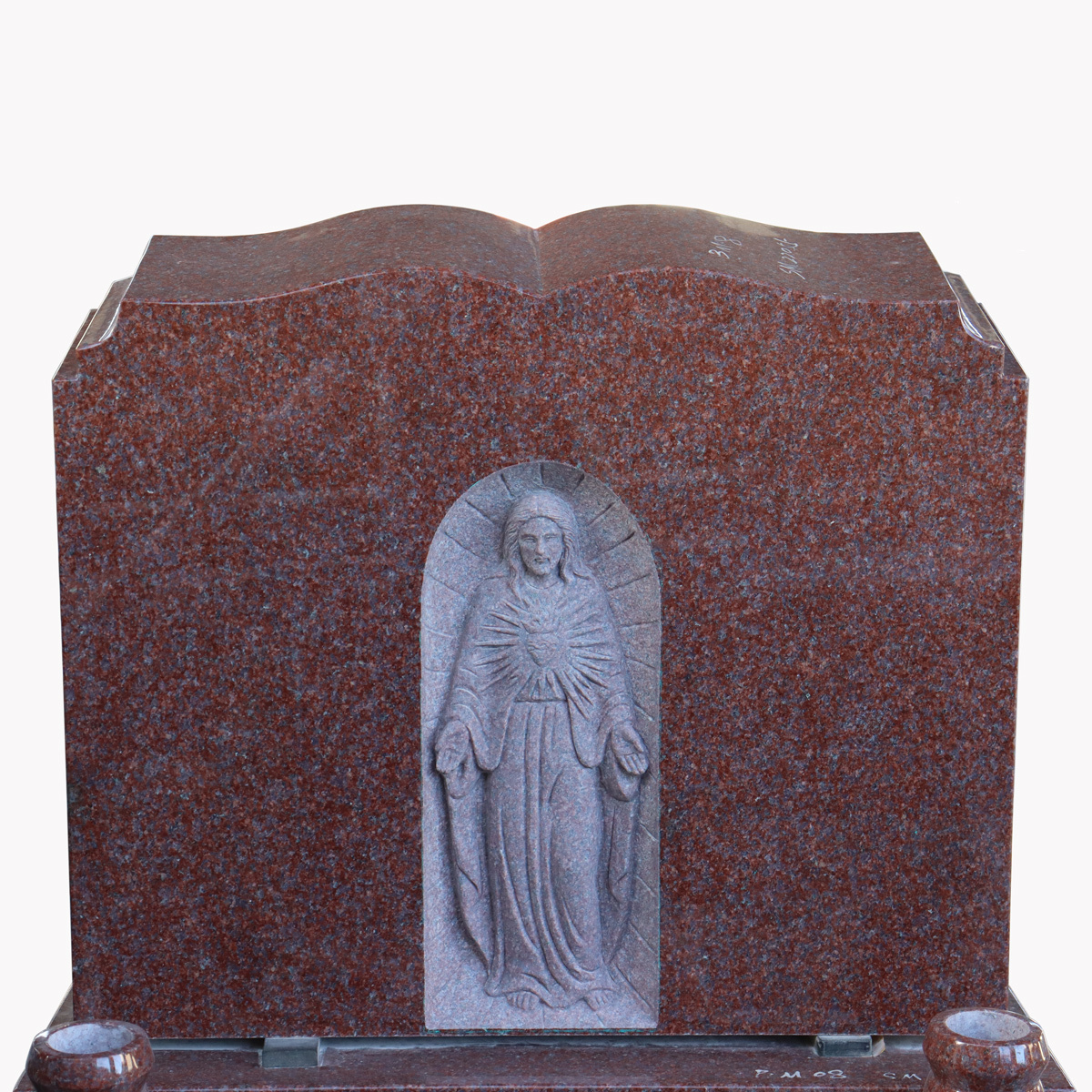 USA European Open Bible Style India Red Granite Headstone Tombstones Price with Carving Jesus