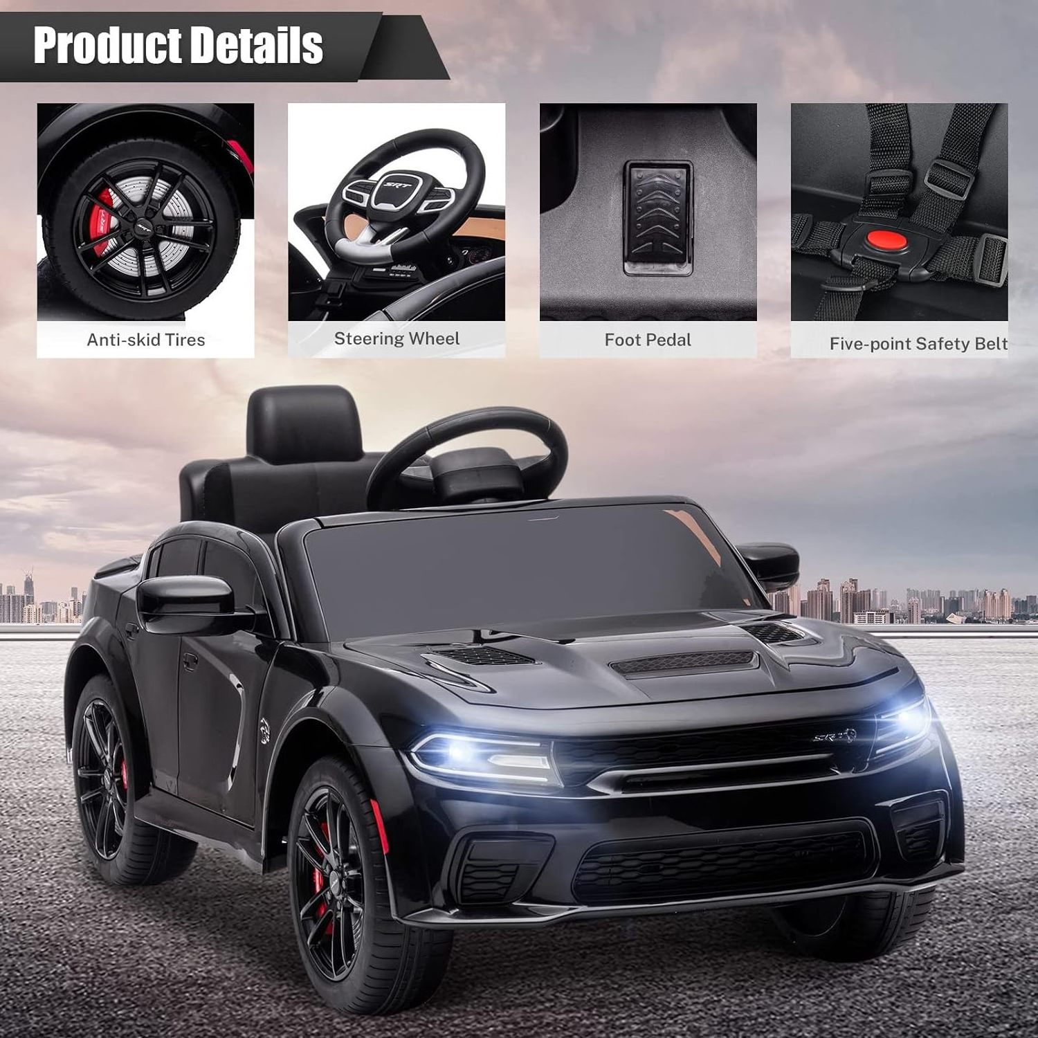 EN71 Licensed Dodge Charger 12V Battery Powered Electric 4 wheel ride on cars electric 12v battery for kids to drive