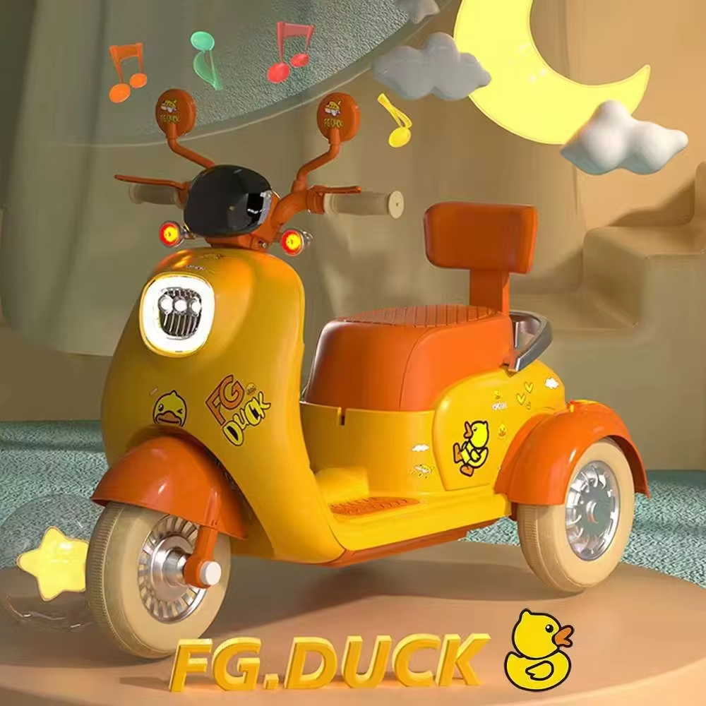 wholesale Yellow Duck licensed 3 wheels Children 6V Electric Motorcycle Toys Baby Ride-on Car Tricycle kids ride on Motorcycle