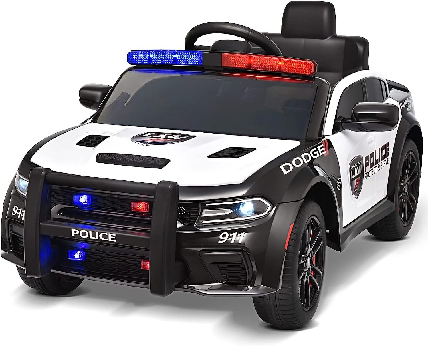 Dalisi new Licensed Dodge kids Police Car Children 12V Electric Remote Control Toy Car Ride-on Car for Kids to Drive