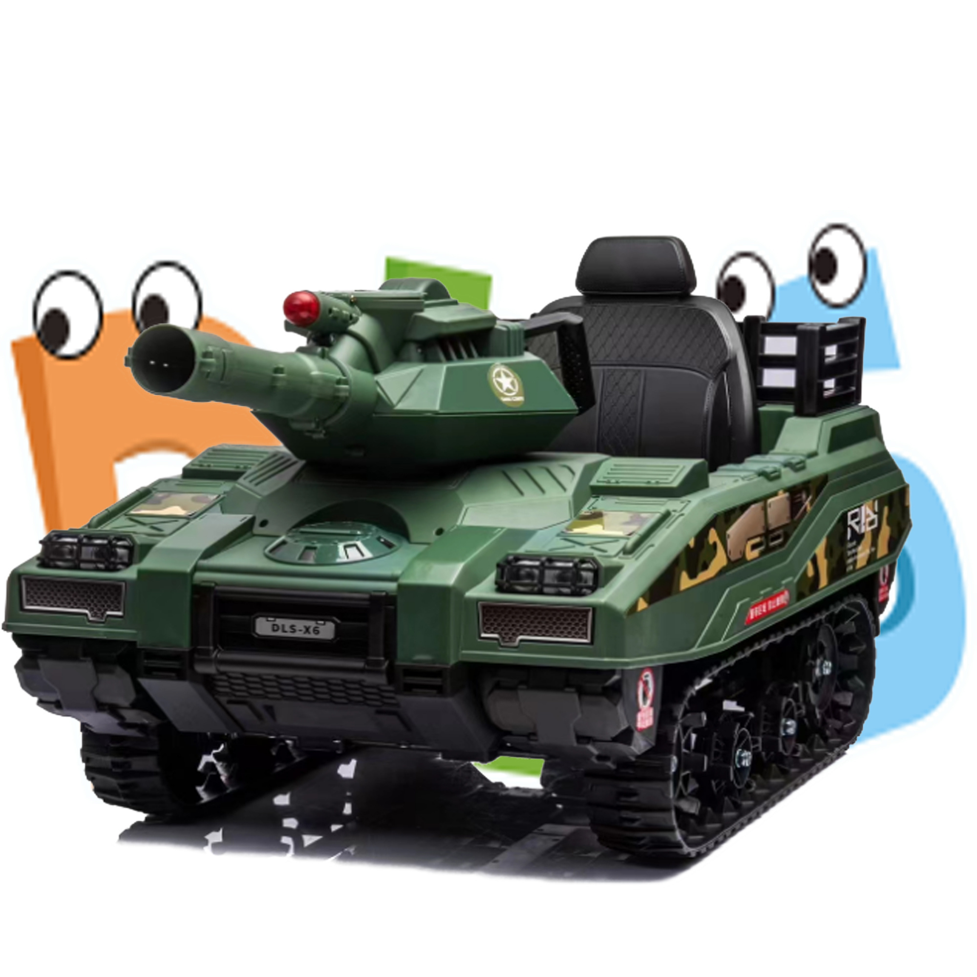 DLS Newest Children's Electric Ride on Tank Remote Control Toys Tank Big Kids Electric Tank Cars for 10 year olds