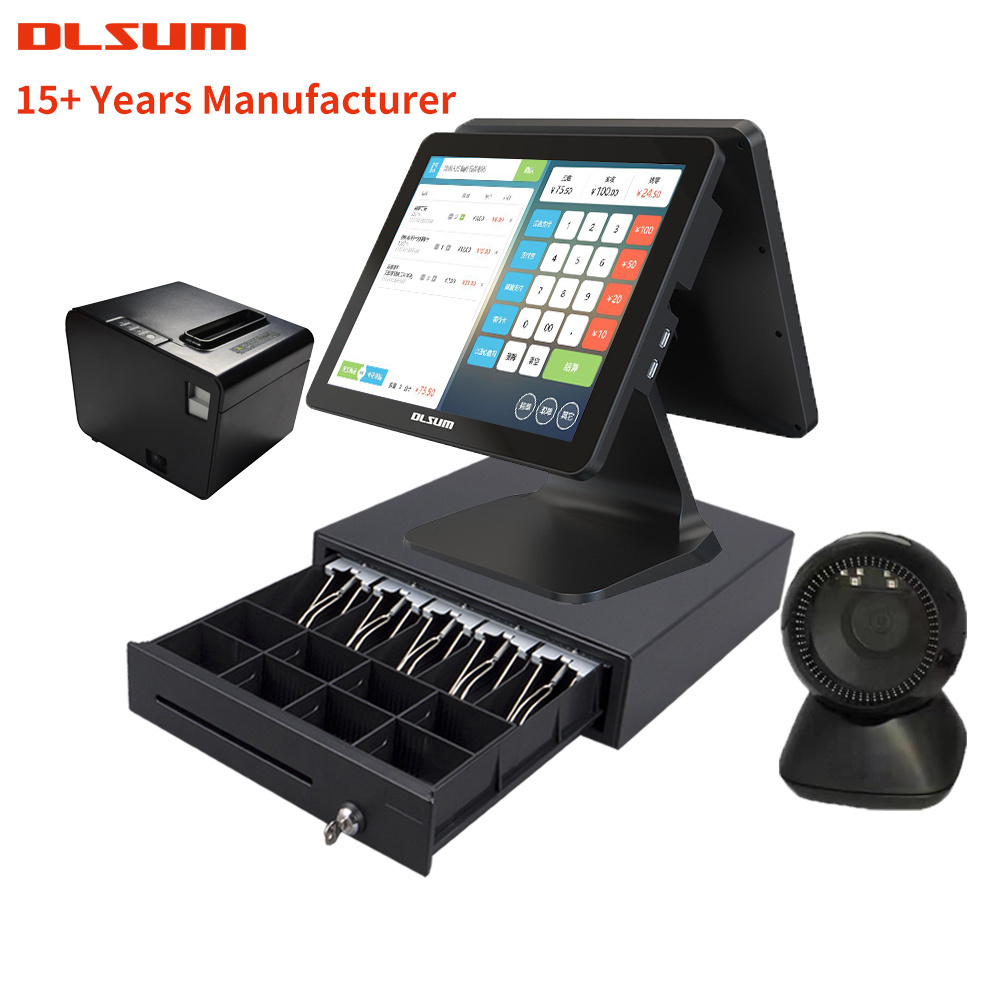 Fiscal hot selling restaurant bill price android cash register cashier machine pos system with scanner for small business