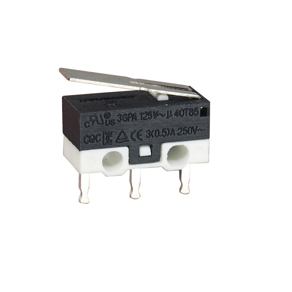 KW10 SPDT 3A 3 Pin PCB Sensitive Micro Switch With Lever Car Lock AC Subminiature Snap Action Switch 125AVC