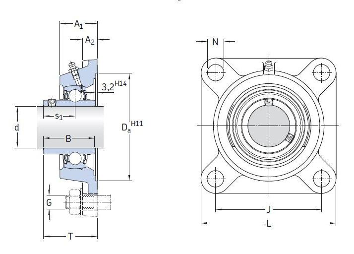 Plastic Flange Bearing Flange Housing Unit SUCF202 with stainless steel insert bearing