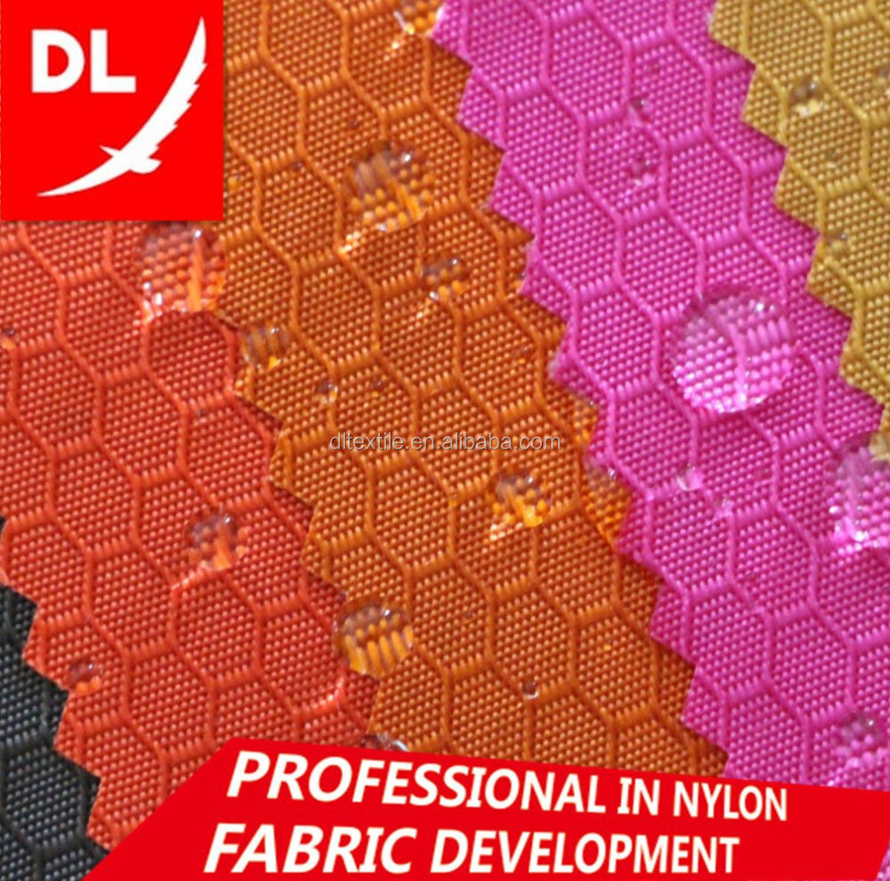 210D nylon fabric ripstop plaid hexagon football pattern style oxford fabric PU coated