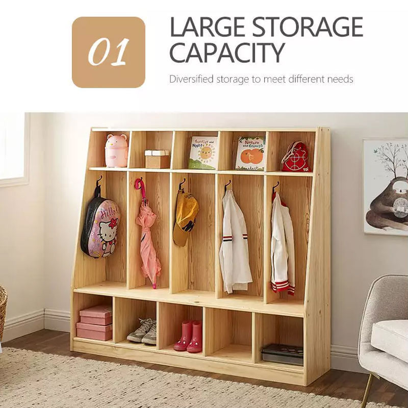 Top Kids Wooden Cabinets Cubbies & Locker Kindergarten Classroom Furniture Bag Shoe Cloth Organizer Storage Cabinet