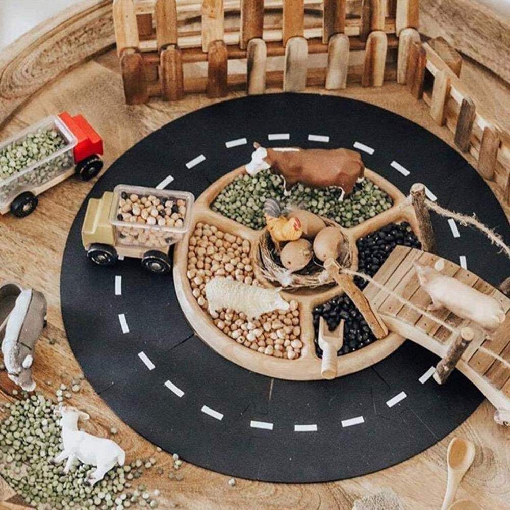 TOP New design Track Train Set Toys Montessori Wooden Toys For Children Train With Track Play Railway Diy Train Track Toy