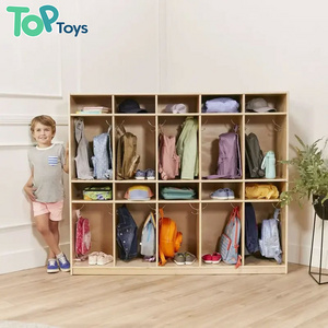 Top Kids Wooden Cabinets Cubbies & Locker Kindergarten Classroom Furniture Bag Shoe Cloth Organizer Storage Cabinet