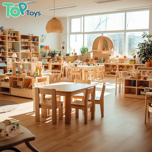 TOP Montessori Children's Wooden Nursery Preschool Kindergarten Furniture Sets Learning Kids Desk Table And Chair For Daycare