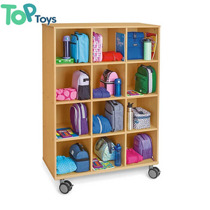 TOP Montessori Kindergarten Furniture 10-Section Wall Mount Coat Locker with Storage Colored Cubby Trays Lockers Cubbles