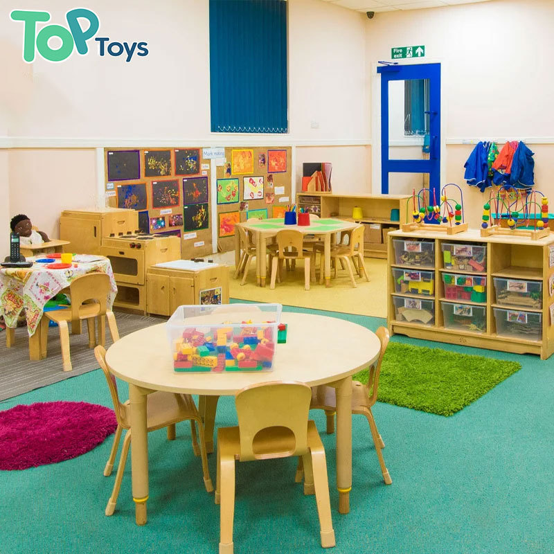 TOP Child Wooden Daycare Center Classroom Furniture Set Kid School Montessori Kindergarten Nursery Preschool Furniture Supplies