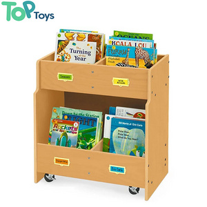 TOP Kids Modern Simple Creative Bookshelf Household 4 Shelves Double-Sided Birch Plywood Library Bookcase With Wheels