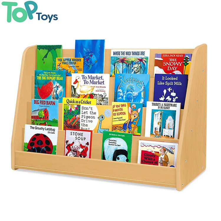 TOP Daycare Library Bookcase Furniture Nursery Book Shelf  Kids Wooden Bookshelf Montessori Kindergarten Classroom Furniture