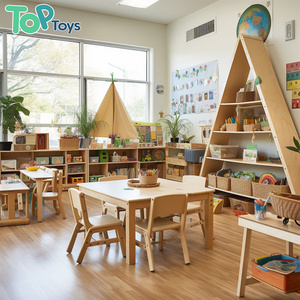 TOP Preschool Kindergarten Furniture Sets For Kids' Nursery Daycare Classroom Have Wooden Table Chairs And Storage Cabinets