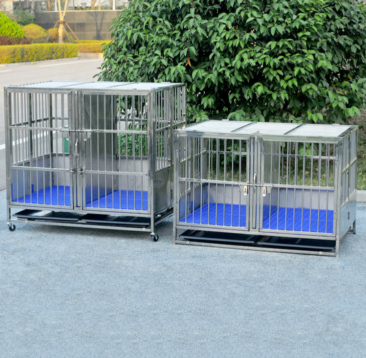 Wholesale Heavy Duty Stainless Steel Metal Stackable Kennel Cages with the Plastic Flooring High Quality 6ft Dog Breeding Equipm