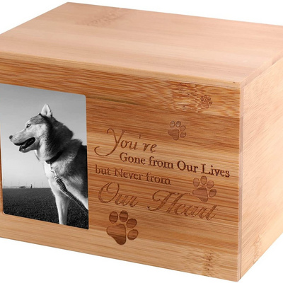 Pattern Word Funeral Memorial Gifts Wholesale Pet Urns Custom Wooden Urn for Dogs Cat Ashes Pet Urn Dog Wood Velvet Pouch