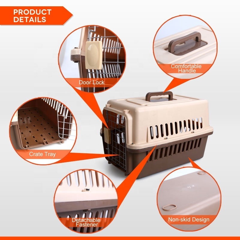 Portable Travel Flight Approved Cats Dogs Cage Carrier Crate Outdoor Kennel Cat Carry Box Pet Carrier Plastic