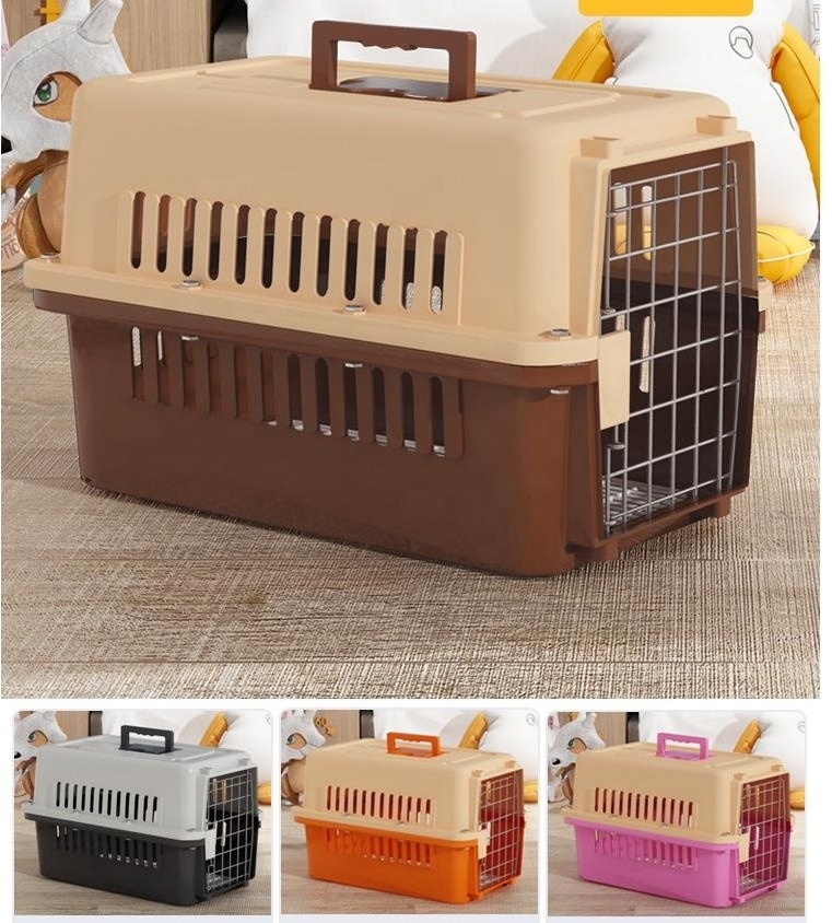 Portable Travel Flight Approved Cats Dogs Cage Carrier Crate Outdoor Kennel Cat Carry Box Pet Carrier Plastic