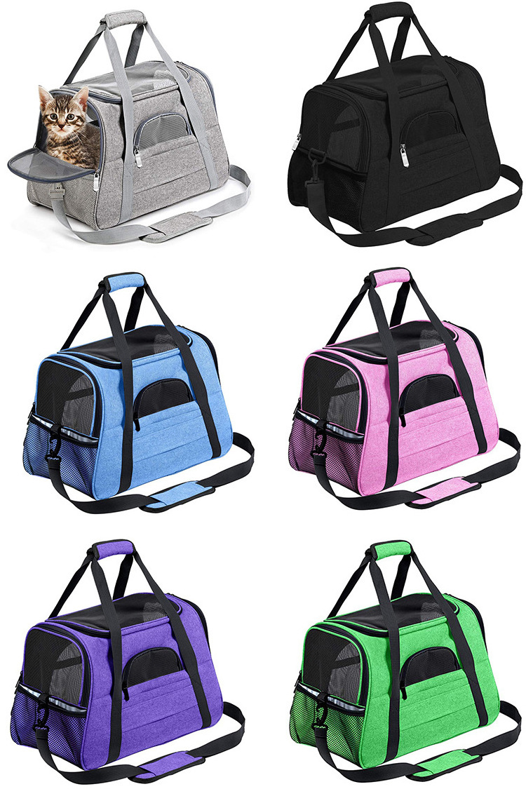 Airline Approved Small Dog Cat Portable Travel Carrier Soft Plush Window Mesh Cushion Luxury Pet Carrier Tote Kennel Bag