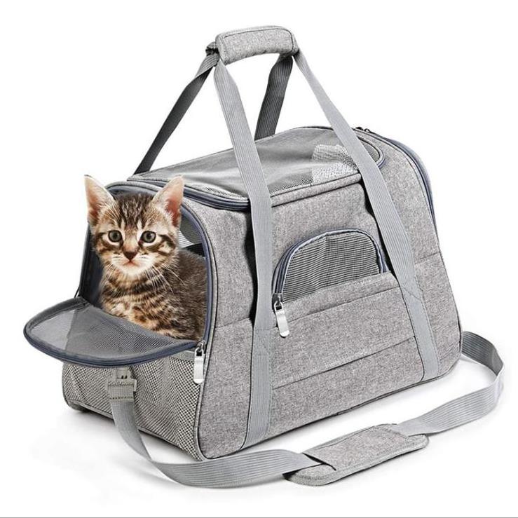 Airline Approved Small Dog Cat Portable Travel Carrier Soft Plush Window Mesh Cushion Luxury Pet Carrier Tote Kennel Bag