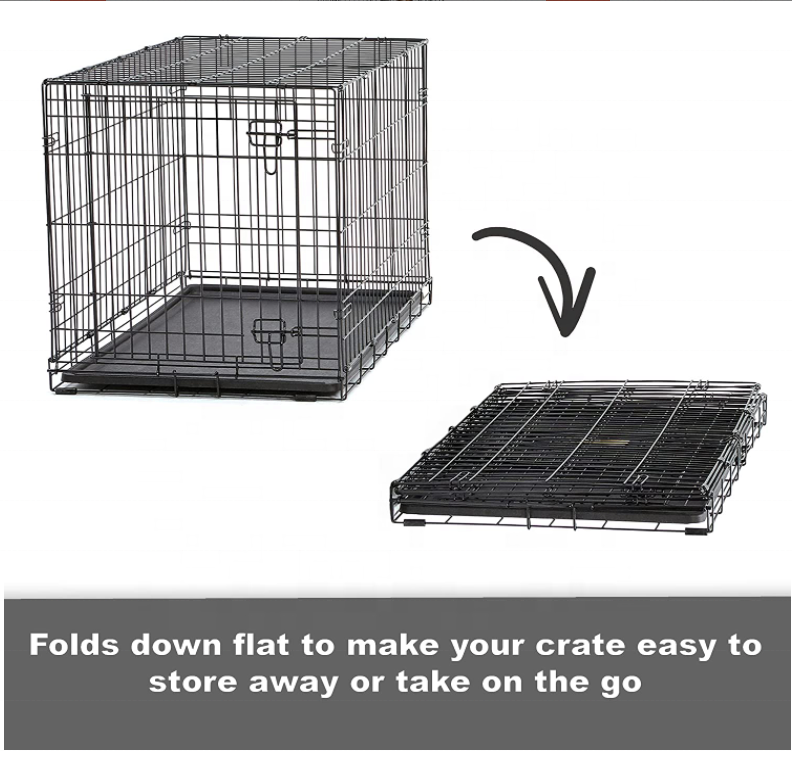 Wholesale Folding Metal Wire Dog Crate Two-Door Pet Cages Carriers Houses Large Kennel Collapsible Pet Animal Cage