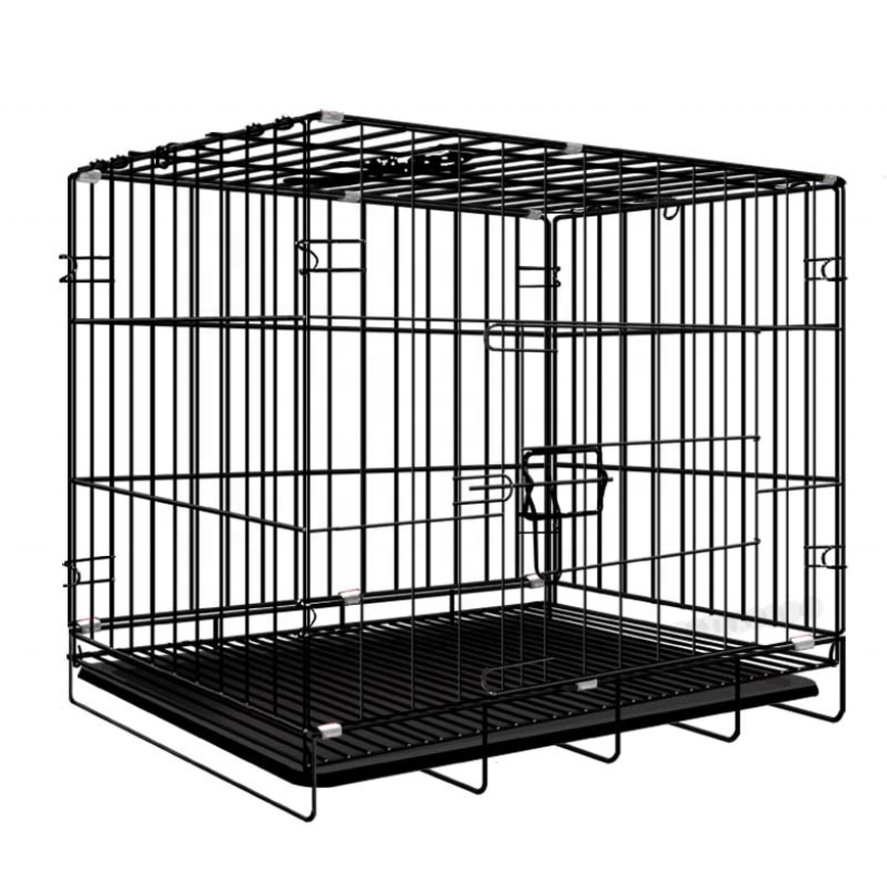 Wholesale Folding Metal Wire Dog Crate Two-Door Pet Cages Carriers Houses Large Kennel Collapsible Pet Animal Cage