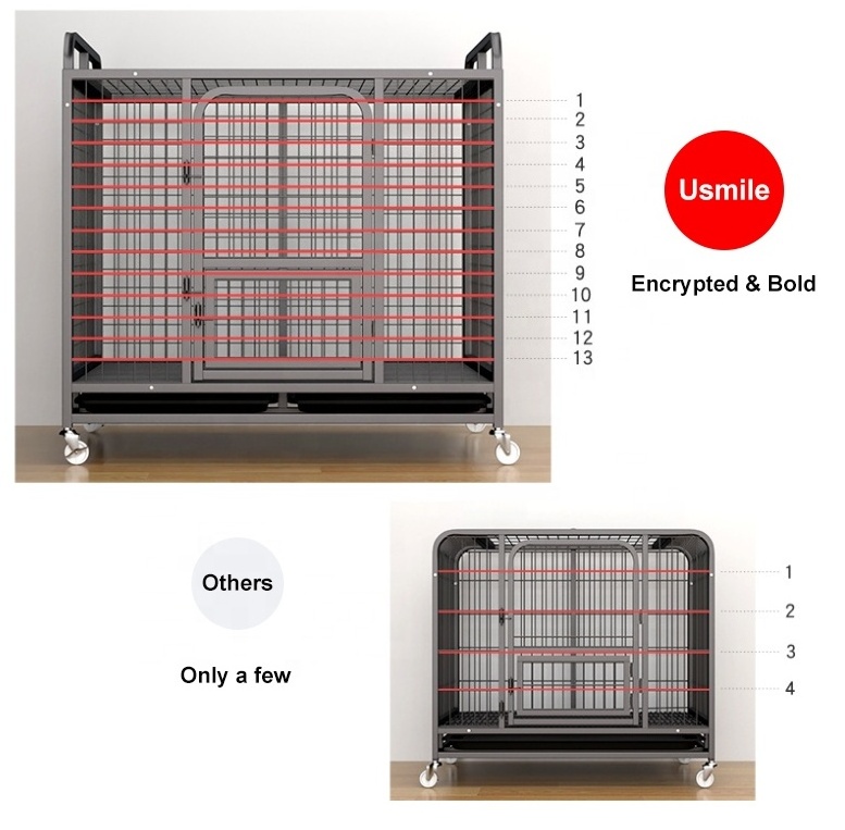 Advanced Bold Galvanized Pipe Dog Cage with Wheels Strong Durable Top Storage Function Metal Dog Crate