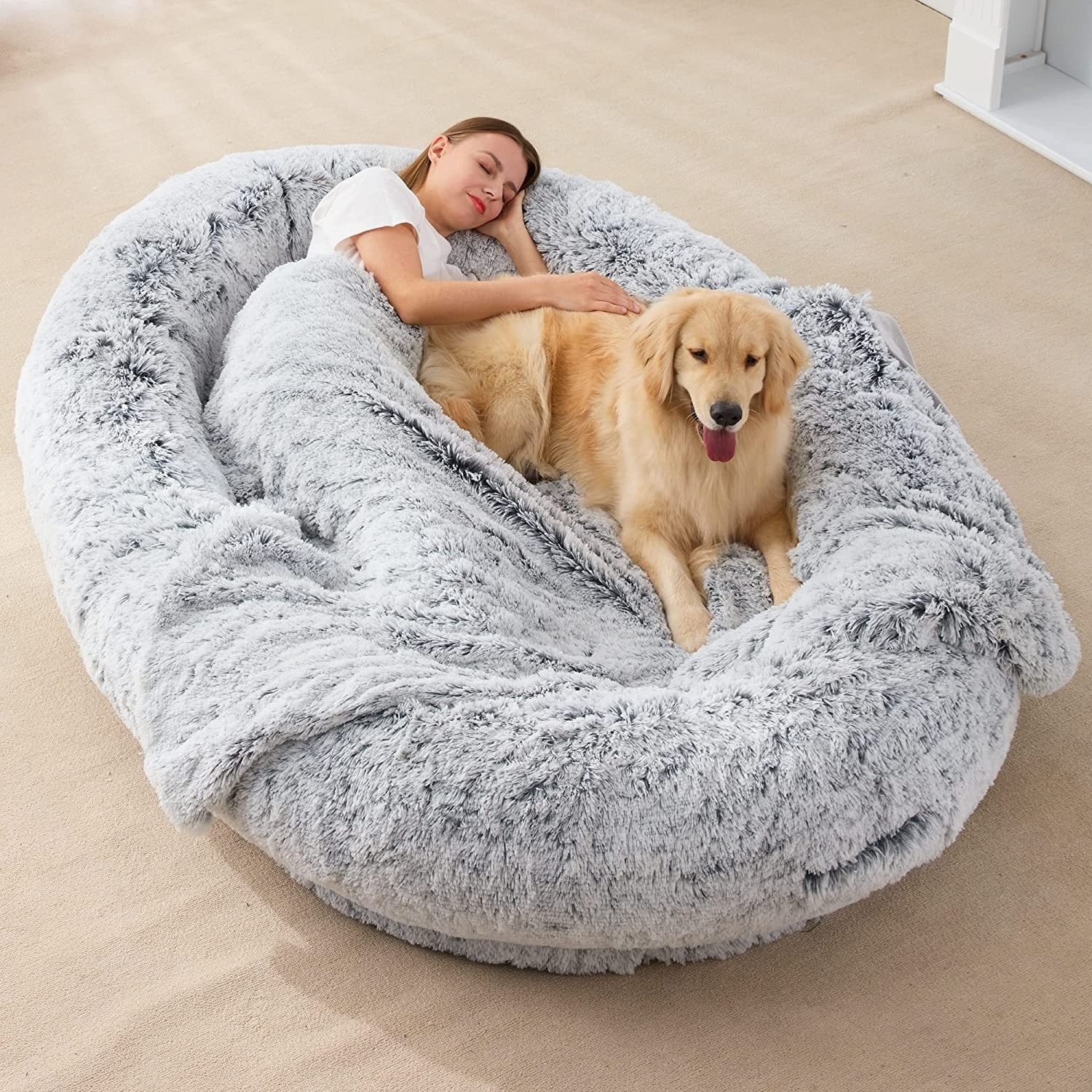 Custom Giant Plush Soft Pet Bed Anti Anxiety  Removable Large Human Dog Bed for Adult