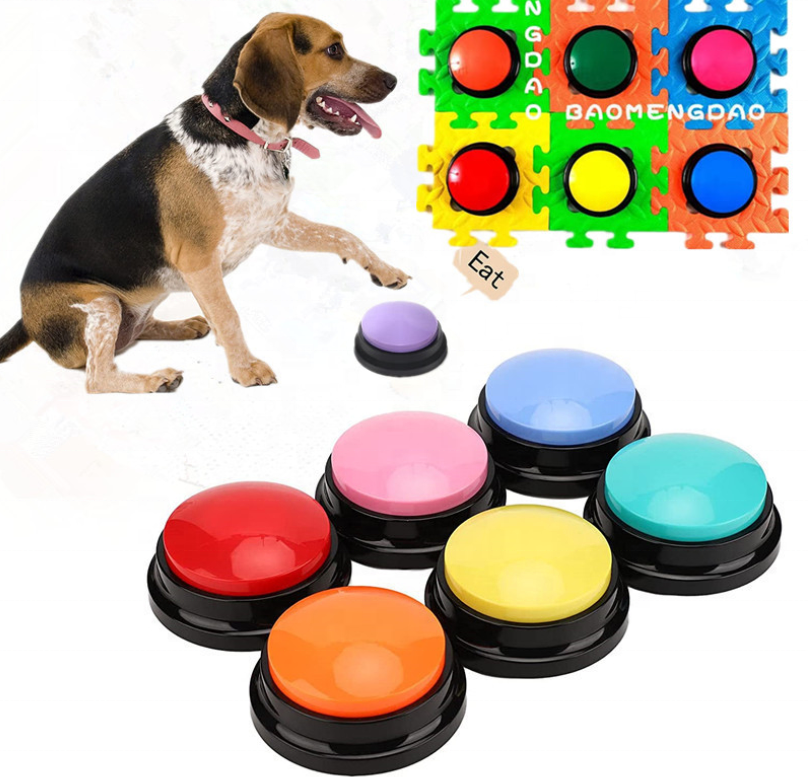 Recordable Dog Buttons with Stickers - Talking Buttons for Pet Communication-Speaking Button for Dog Training