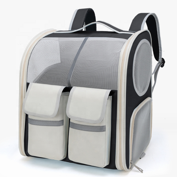 New Arrival Soft Sided Mesh Ventilation Windows Storage Pockets Removable Rolling Wheels Wheeled Pet Carrier Backpack