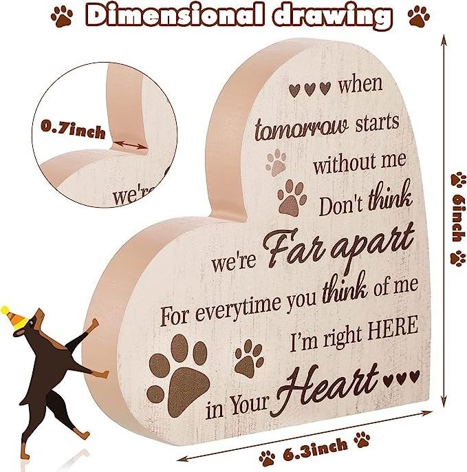 Pet Memorial Gifts Heart Shaped Wood Dog Cat Sympathy Condolence Gifts Factory Wholesale Hot sell