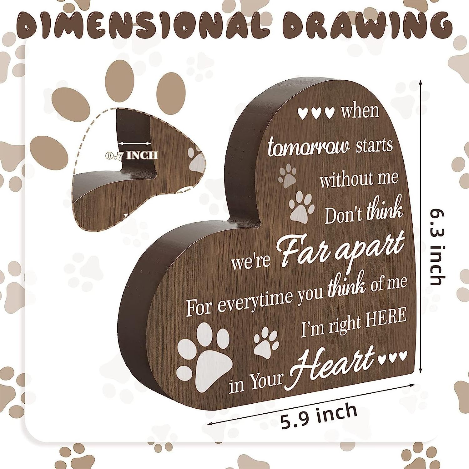 Pet Memorial Gifts Heart Shaped Wood Dog Cat Sympathy Condolence Gifts Factory Wholesale Hot sell