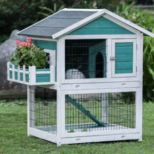 House Cage Outdoor Guinea Pig Cage on Wheels Bunny Cage Pet Rabbit Hutch Wooden with Pull-out Tray Chicken Coop Waterproof Roof