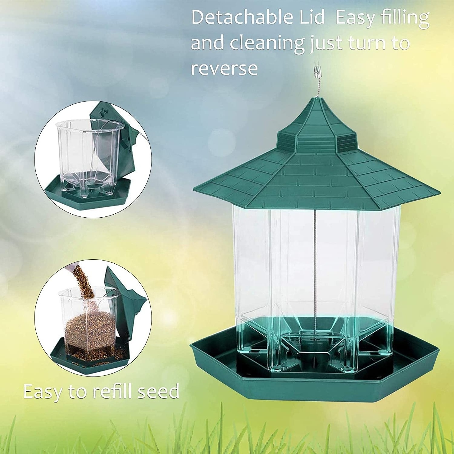 Acrylic Transparent Outdoors  Hanging Gazebo Wild Bird Feeder for Garden Decoration