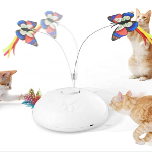 Cat Toy Upgraded Interactive for Indoor Cats 3 in 1 Moving Cat Toys with Butterfly Feather LED Light Pet Exercise Rechargeable