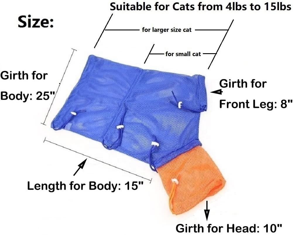 Cat Grooming Bag Cleaning Polyester Mesh Scratch Biting Resisted for Bathing Injecting Examining Nail Trimming Cat Bathing Bag