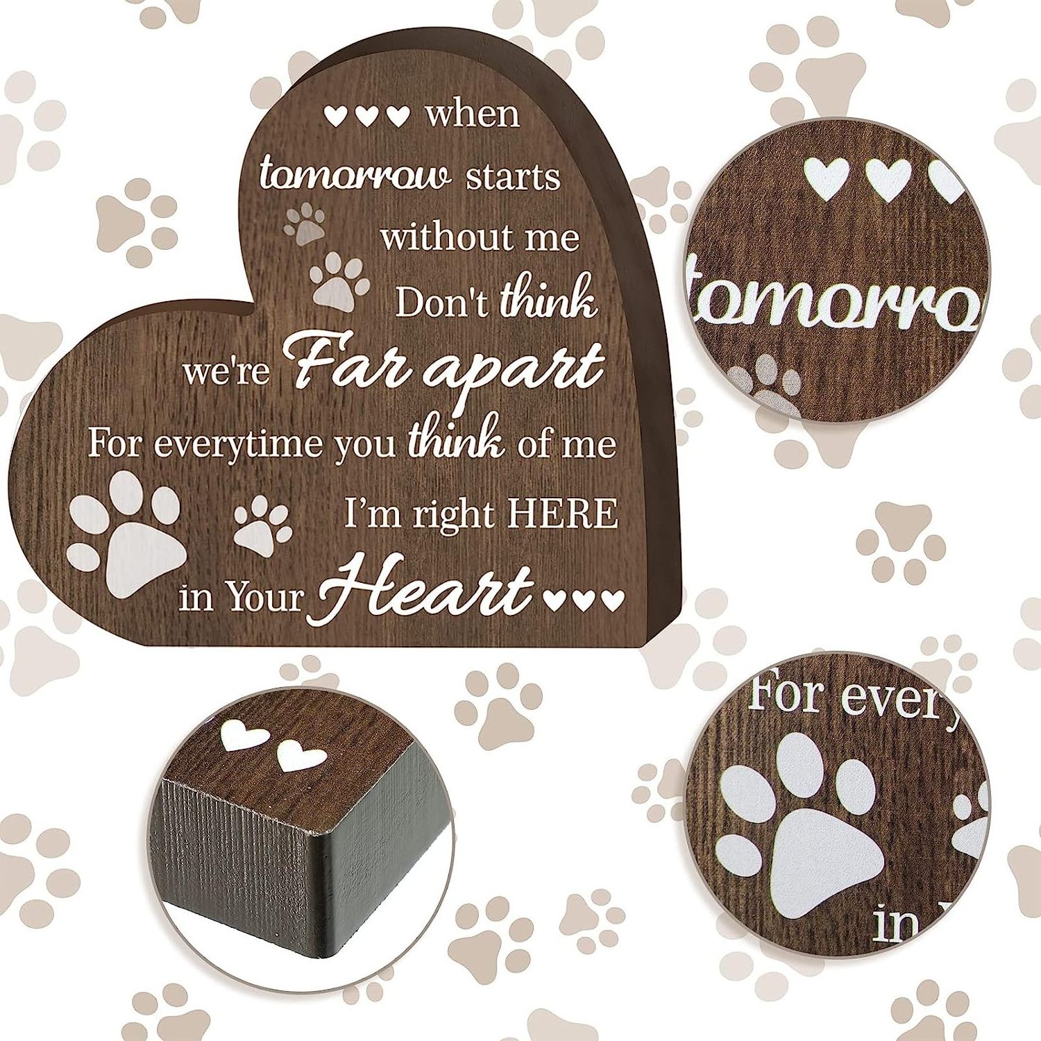 Pet Memorial Gifts Heart Shaped Wood Dog Cat Sympathy Condolence Gifts Factory Wholesale Hot sell