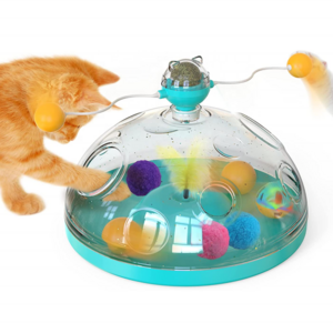 Cat Toy Indoor for Cats Interactive Best Kitten Puzzle Toys Kitty Treasure Chest Puzzles Teaser Catnip Ball with Feather Plastic