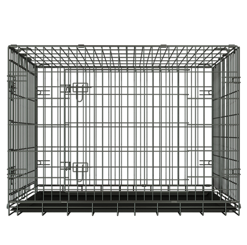 24/30/36/42/48 Inches Single Double Door Leak-Proof Plastic Pan Dog Crates Metal Folding Dog Kennel for Big Pets