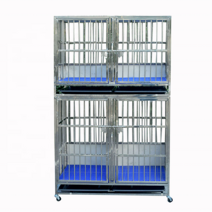 Wholesale Heavy Duty Stainless Steel Metal Stackable Kennel Cages with the Plastic Flooring High Quality 6ft Dog Breeding Equipm