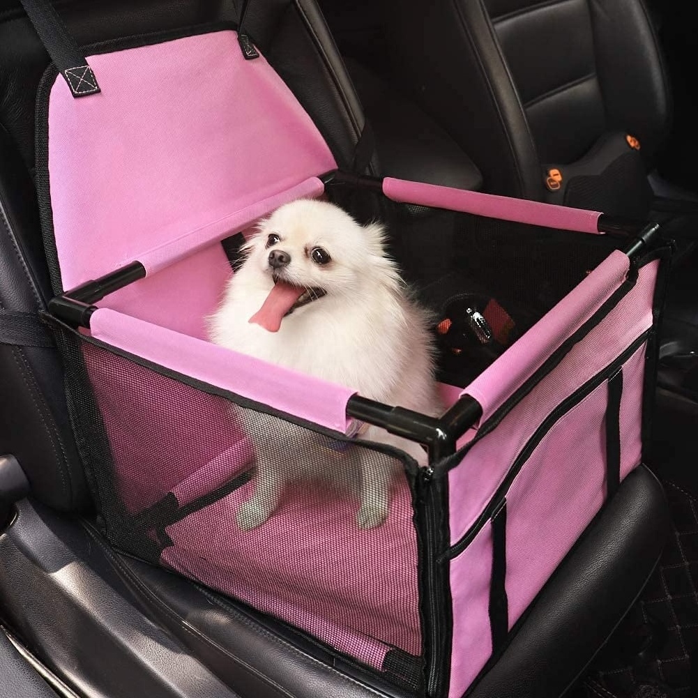 Portable Luxury Pet Booster Car Seat for Small Medium Dogs with Seat Belt Dog Carrier Safety Stable Dog Car Seat Bag